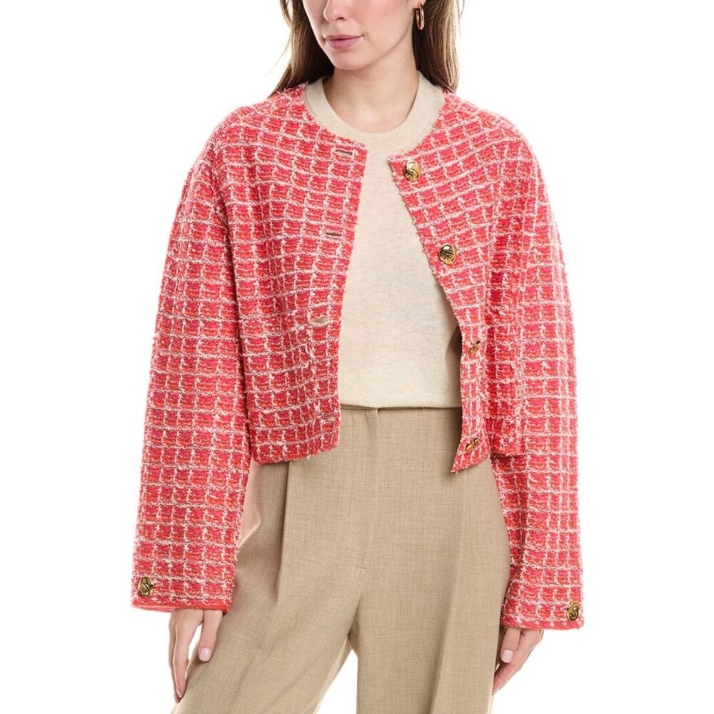 NWT St. John Windowpane Tweed Knit Jacket Size 16